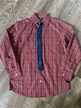 TFW Christmas Boys Long Sleeve Shirt +‎ Tie Set-Size Large (14/16)